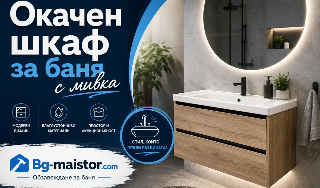 Окачен шкаф за баня с мивка | bg-maistor.com