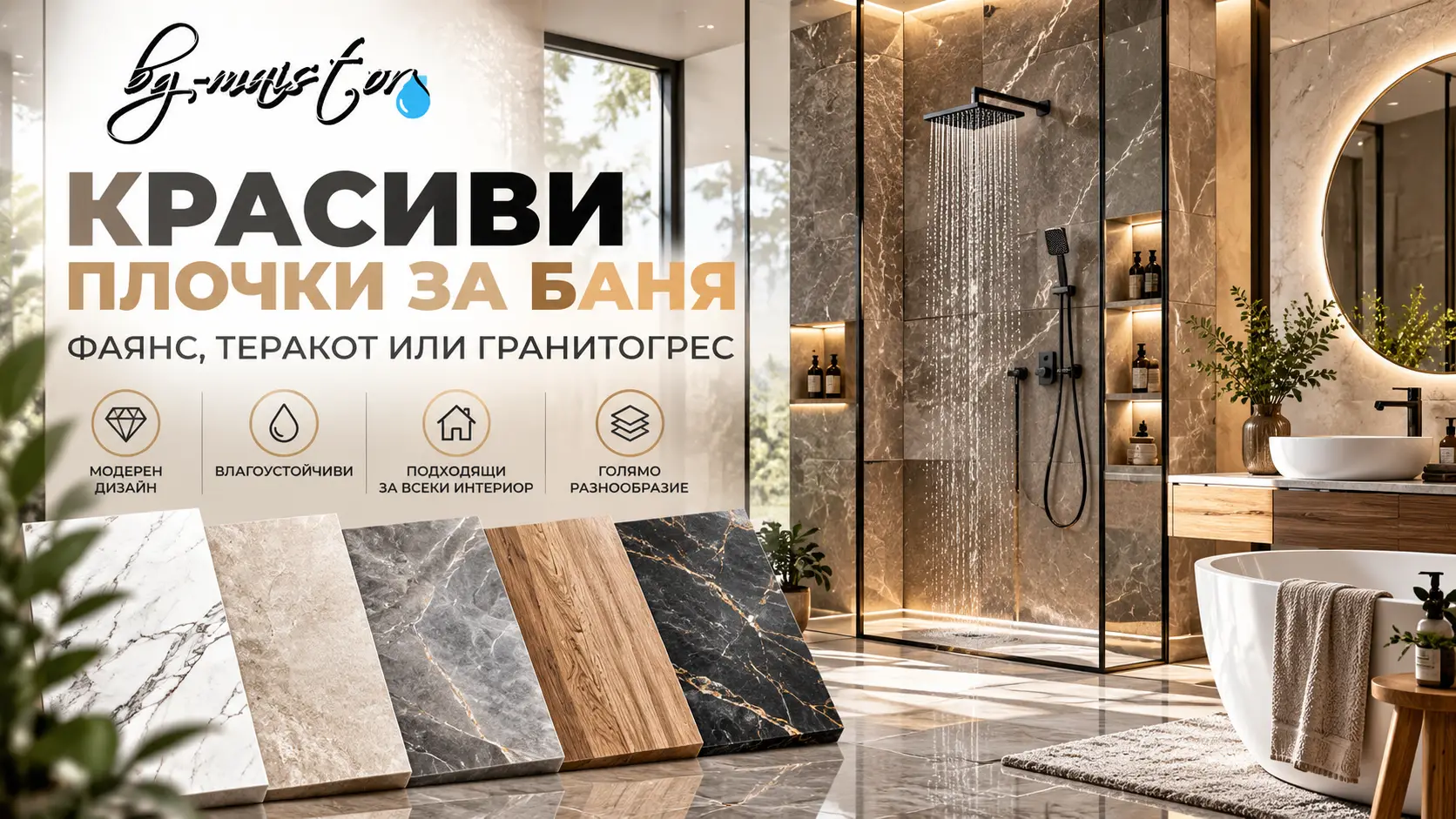 Красиви плочки за баня фаянс, теракот, гранитогрес BG-MAISTOR.COM